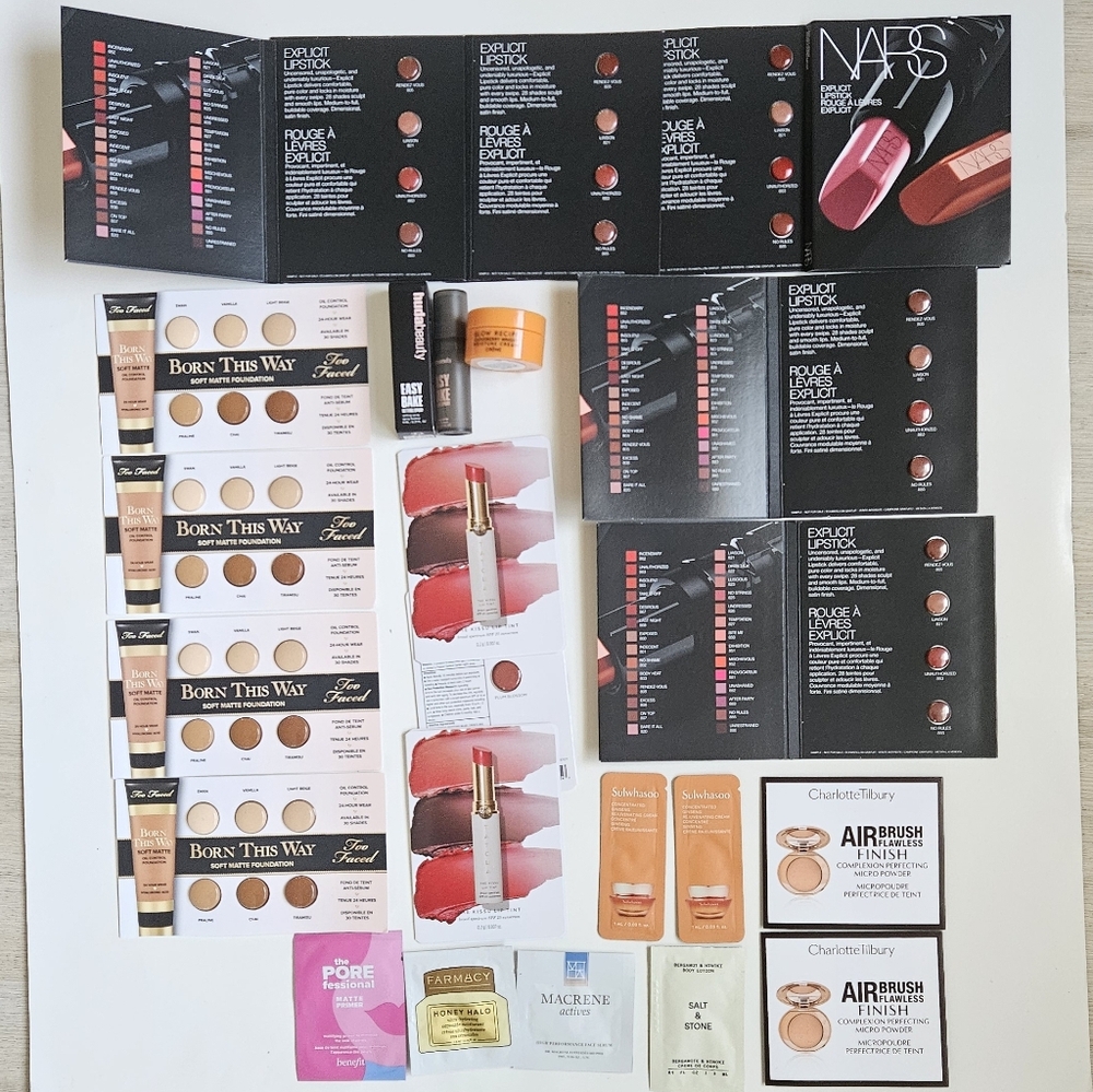 x22 NARS Lipstick Bundle Makep Skincare Travel Size Too Faced Foundation Lip Tin